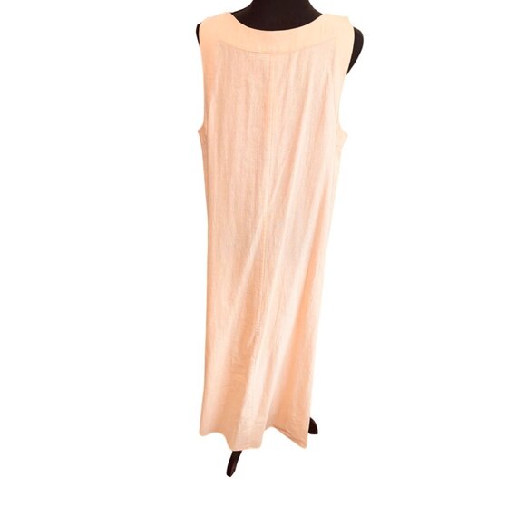 NWT DKNY Peach Sleeveless Linen Maxi Dress L Sustainable Minimalist Cottage Core - Picture 4 of 10